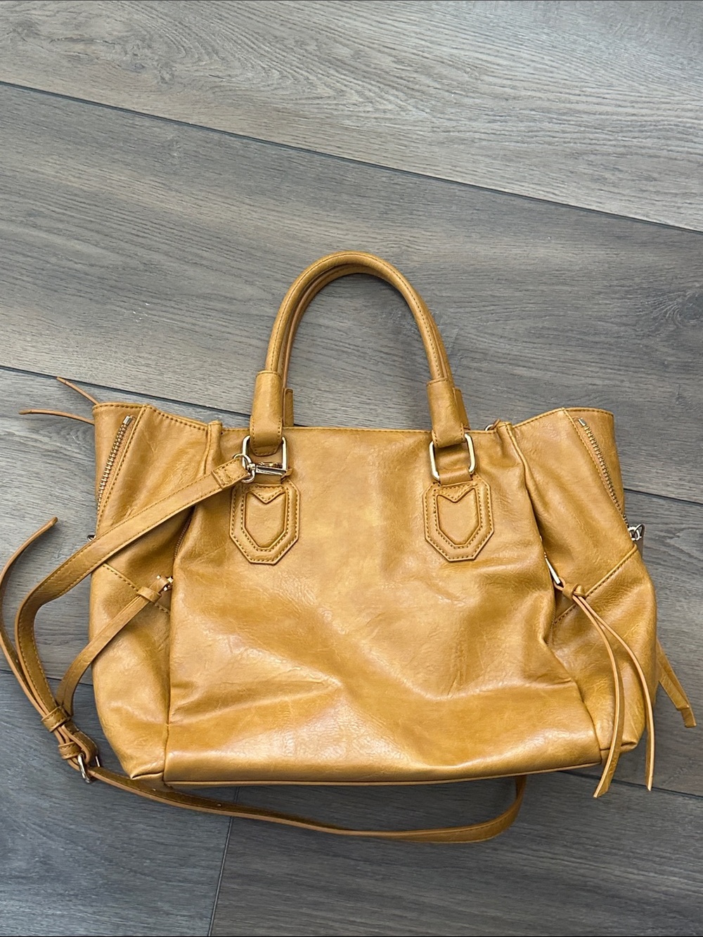 Urban Expressions Mustard Yellow Shoulder Tote with Removable Strap
